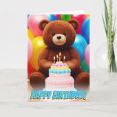 Schattig Teddy Bear Cake Birthday Bash Kaart (Voorkant)