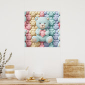Schattig Teddy Bear Poster voor Kinderkamerdecor (Keuken)