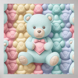 Schattig Teddy Bear Poster voor Kinderkamerdecor