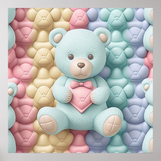 Schattig Teddy Bear Poster voor Kinderkamerdecor (Voorkant)