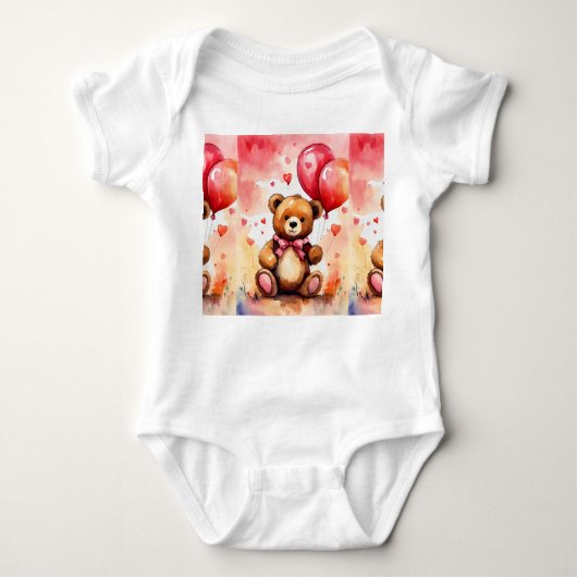 Schattig Teddy met Balloon Kinderen T-Shirt (Voorkant)