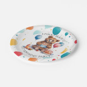 Schattig Teddybeer 1E verjaardagsFEEST Papieren Bordje (Gekanteld)