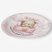 Schattig teddybeer Baby shower Papieren Bordje (Gekanteld)