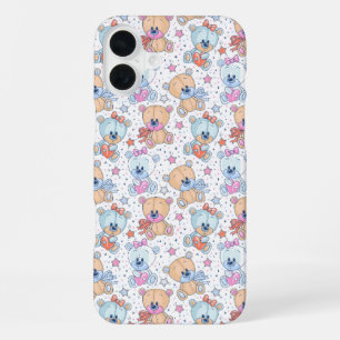 schattig teddybeerpatroon iphone 16 plus hoesje. hoesje