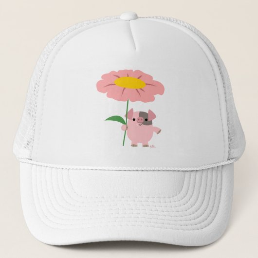 Schattig Tekenfilm Biggetje Met Geschenk (Roze) Ho Trucker Pet (Voorkant)