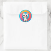 Schattig Tekenfilm Kitten Ronde Sticker (Tas)