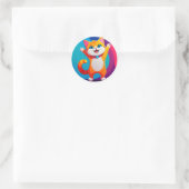 Schattig Tekenfilm Kitten Ronde Sticker (Tas)