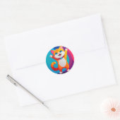 Schattig Tekenfilm Kitten Ronde Sticker (Envelop)