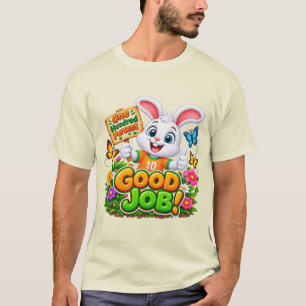 • Schattig Tekenfilm Konijn Goed Werk Kinderen T-S T-shirt