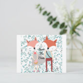 Schattig Tekenfilm Vos Koppel Aankondigingskaart (Staand voorkant)