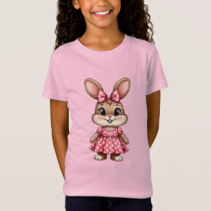 Schattig Tekenfilmkonijn in Roze Stippenjurk T-shirt