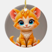 Schattig Tekentelpoes Oranje Keramisch Ornament (Achterkant)
