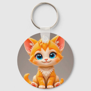 Schattig Tekentelpoes Oranje Sleutelhanger