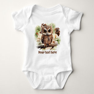 schattig tekst toevoegen woodland uil unisex romper