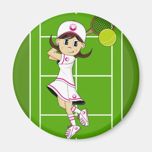 Schattig tennis meisje magneet (Voorkant)