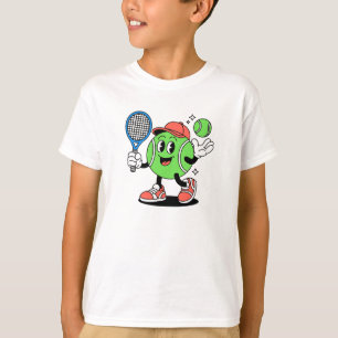 Schattig Tennisbal Karakter Mascotte Grappige Sp T-shirt