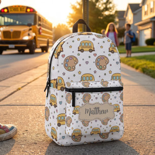 Schattig Terug naar School Bus Patroon Bedrukte Rugzak