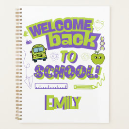 Schattig Terug Naar School Paars Groen Planner