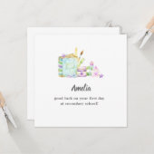 schattig terug naar schoolkantoor op de eerste dag kaart (Voorkant / Achterkant in situ)