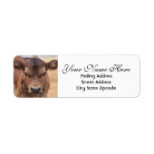 Schattig terugzendadres bruin calf etiket (Voorkant)