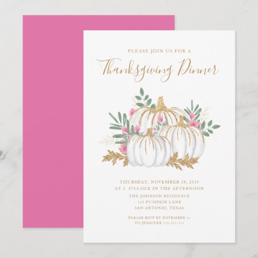 Schattig Thanksgiving-diner met pompoen Kaart (Voorkant / Achterkant)