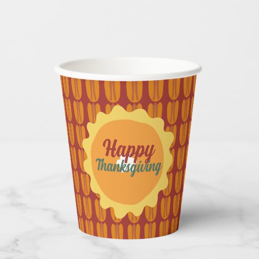schattig Thanksgiving pecanpatroon Papieren Bekers (Voorkant)