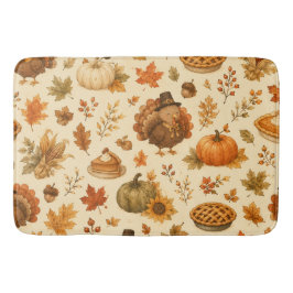 Schattig Thanksgiving-waterverfpatroon met kalkoen Badmat