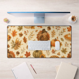 Schattig Thanksgiving-waterverfpatroon met kalkoen Bureaumat