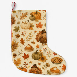 Schattig Thanksgiving-waterverfpatroon met kalkoen Kleine Kerstsok