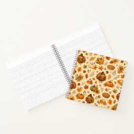 Schattig Thanksgiving-waterverfpatroon met kalkoen Notitieboek
