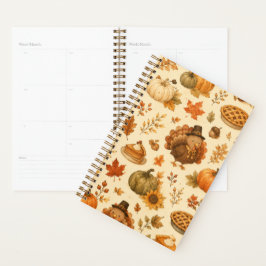 Schattig Thanksgiving-waterverfpatroon met kalkoen Planner