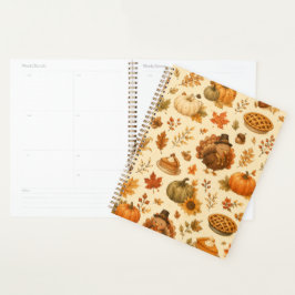 Schattig Thanksgiving-waterverfpatroon met kalkoen Planner