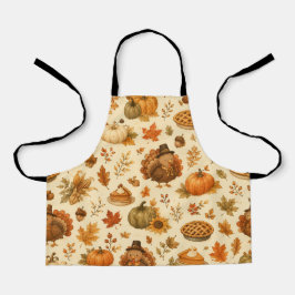 Schattig Thanksgiving-waterverfpatroon met kalkoen Schort