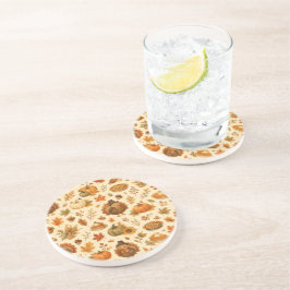 Schattig Thanksgiving-waterverfpatroon met kalkoen Zandsteen Onderzetter