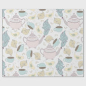 schattig theezakje en theepot-patroon cadeaupapier (Vlak)