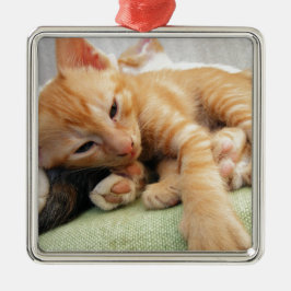 Schattig tijgerstreepjeskitten metalen ornament