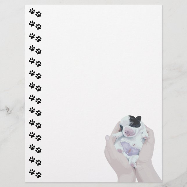 Schattig Tiny Newborn Puppy Letterhead (Voorkant)