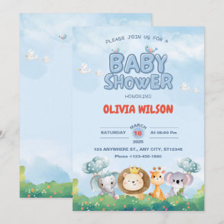 Schattig Tiny Toes & Oerwoud Safari Baby shower Kaart