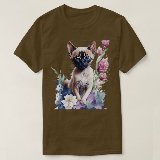 schattig tonkinese kitten voor de bloemen levendig t-shirt (Design voorkant)