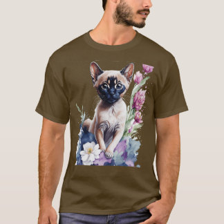 schattig tonkinese kitten voor de bloemen levendig t-shirt
