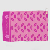 Schattig Trendy Girly Pink Lips Patroon Gepersonal Golfhanddoek (Horizontaal)