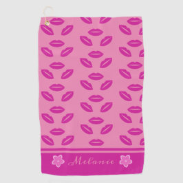Schattig Trendy Girly Pink Lips Patroon Gepersonal Golfhanddoek