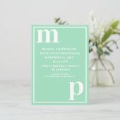 Schattig trendy monogram zeeschuim groene trouw kaart (Staand voorkant)
