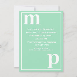 Schattig trendy monogram zeeschuim groene trouw  kaart