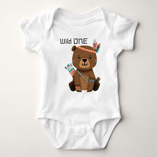 Schattig Tribal Baby Beer Wild One Romper (Voorkant)