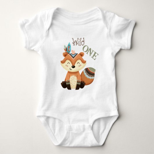 Schattig Tribal Baby Fox Wild One Romper (Voorkant)