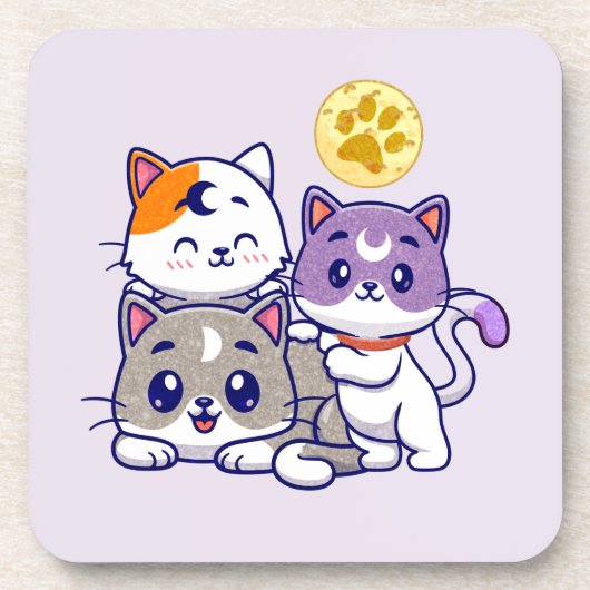 Schattig trio: drie Schattigee katten Bier Onderzetter (Voorkant)