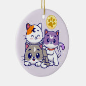 Schattig trio: drie Schattigee katten Keramisch Ornament (Rechts)