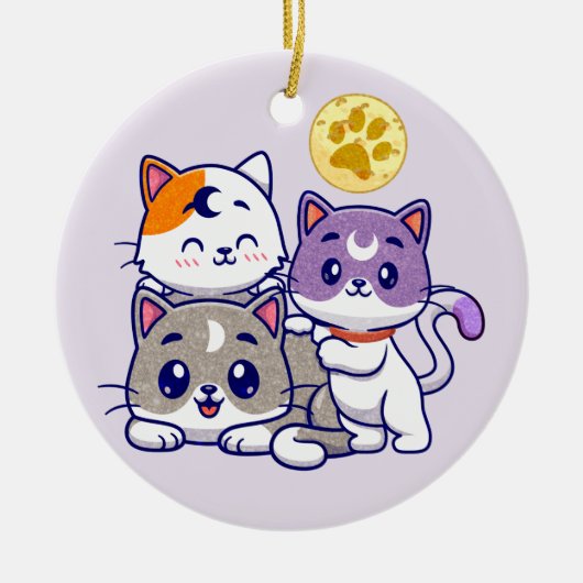 Schattig trio: drie Schattigee katten Keramisch Ornament (Voorkant)