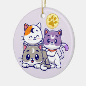 Schattig trio: drie Schattigee katten Keramisch Ornament (Links)